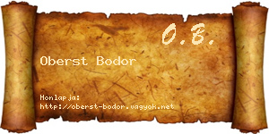 Oberst Bodor névjegykártya